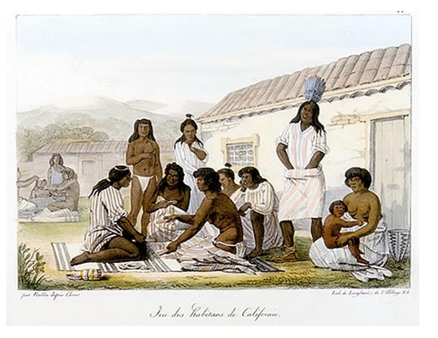 Muwekma Ohlone Indians in a Tule Boat on the San Francisco Bay
by Russian Painter Louis Andrevitch Choris, circa 1822