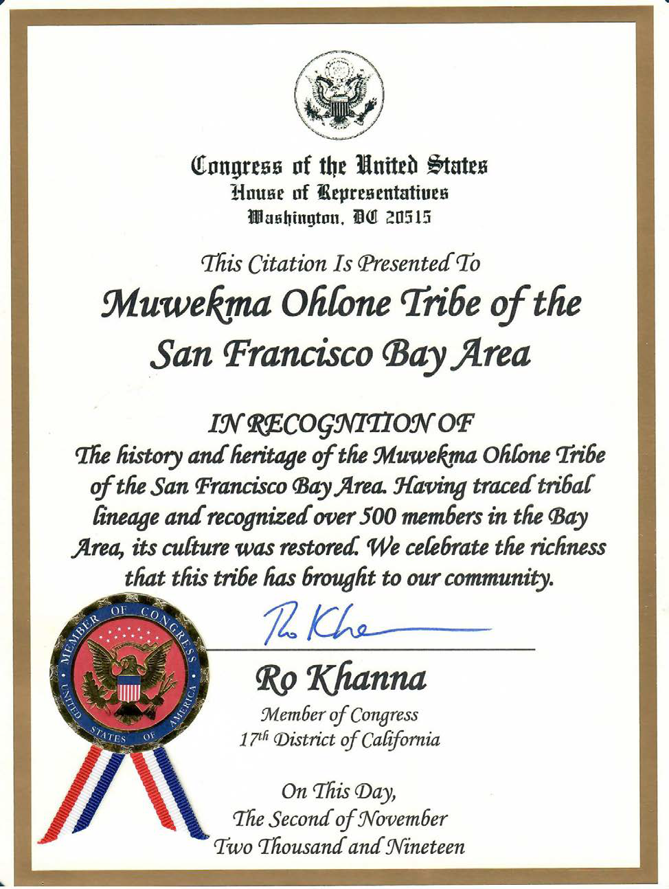 Certificate of Honor
