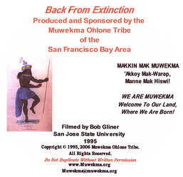 Muwekma Ohlone Tribe Back From Extinction DVD Label