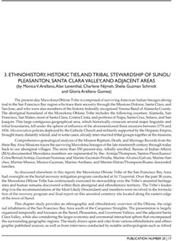 ETHNOHISTORY, HISTORIC TIES, AND TRIBAL STEWARDSHIP OF SUNOL/PLEASANTON, SANTA CLARA VALLEY, AND ADJACENT AREAS