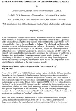 UNDERSTANDING THE COMPOSITION OF COSTANOAN/OHLONE PEOPLE